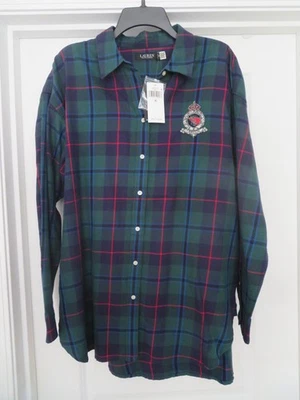 NWT NEW Ralph Lauren XL Plaid Beaded Crest LS Button Shirt 100% cotton $165 - Image 1 of 4