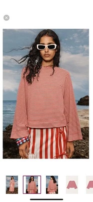 Camisa Zara XS NUEVA CON ETIQUETAS Roja Blanca Algodón Rayas Edición Limitada.   Foto 1 de 4