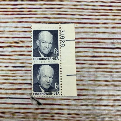 Dwight D. Eisenhower 6 Cent Unused US Postage Stamps Block of Two - Image 1 of 2