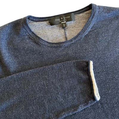Rag & Bone Navy Knit Crew Neck Extra Fine Merino Wool Men's Size Large Runs Slim - Image 1 of 4