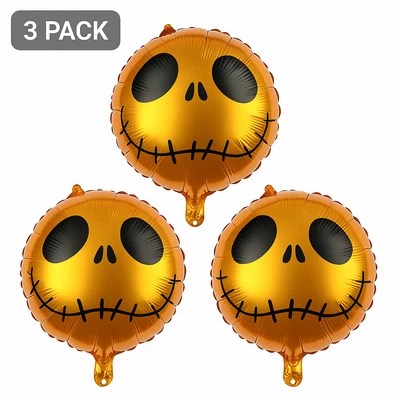 Jack Skellington Halloween Globos de Lámina Dorado Paquete de 3 Globos Decoración Fiesta Foto 1 de 4