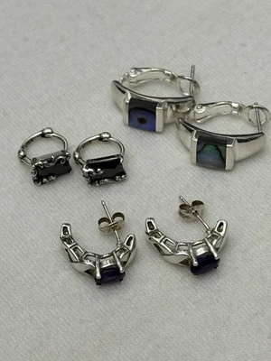 Lote de 9,8 g de aro/puño de amatista abulón de plata esterlina 925 moderno de colección Foto 1 de 4