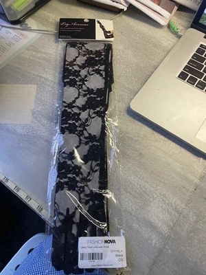 NEW IN PACKAGE Leg Avenue STRETCH LACE  ELBOW LENGTH GLOVES  BLACK - Image 1 of 4