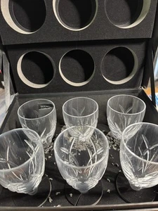 WATERFORD CRYSTAL JOHN ROCHA SIGNATURE RED WINE 6 GOBLETS IN CASE 9" Italy - Picture 1 of 7