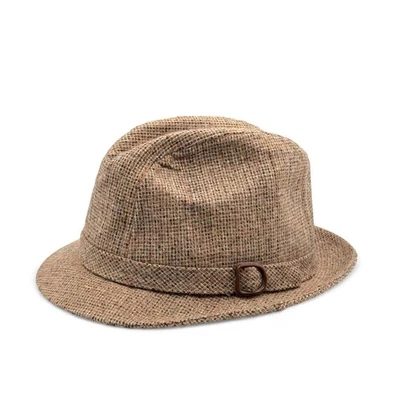 Vintage Tweed Fedora Hat Stevens Mens Brown Wool 6 7/8 S/M 50s 60s MadMen MCM - Image 1 of 4