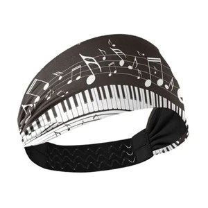 Piano Key Musical Note Headband for Women, Elastic Headwraps Hair Band Sweatband - Bild 1 von 8