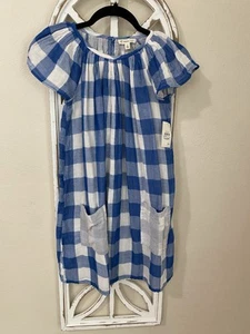NWT TUCKER + TATE size 8 CLASSIC BLUE BUFFALO CHECK 100% COTTON SHIFT DRESS - Picture 1 of 4