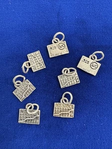 Sterling Silver 11x11mm Stock Report Sign says My Stock Charm! - Picture 1 of 1