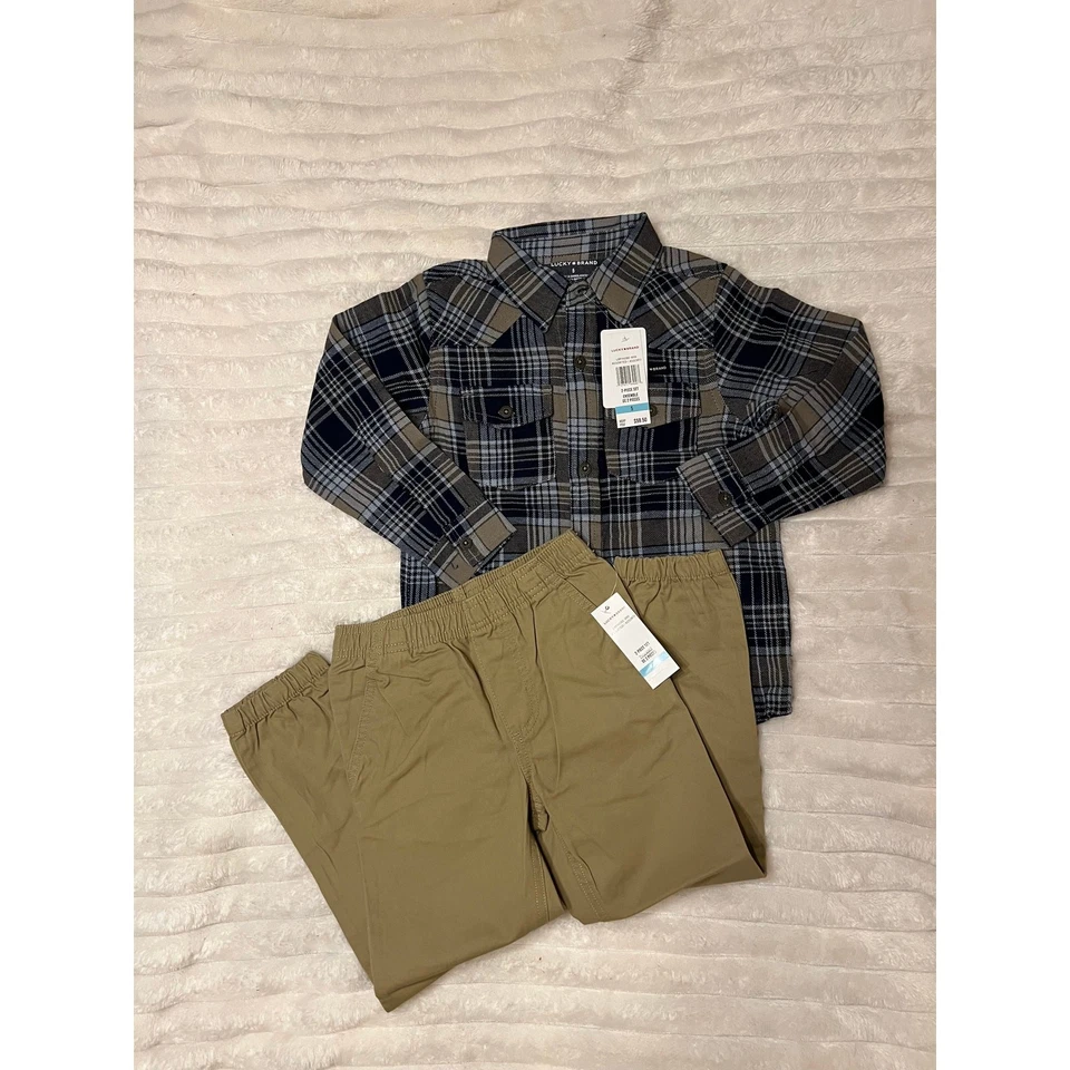 Nuevo con etiquetas Conjunto de 2 piezas de camisa de manga larga con joggers Lucky Brand para niños, talla 5 Foto 1 de 4