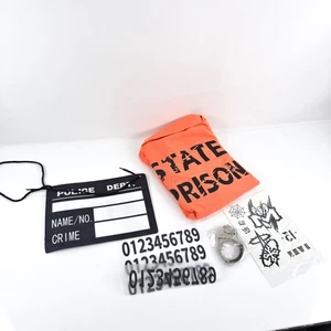 Halloween Inmate State Penitentiary Costume Adult Orange Prisoner Convict 6pc L - Picture 1 of 5