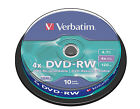 1x10 VERBATIM DVD-RW Rewritable Discs 4.7GB 4x 120min Cakebox 43552 NEU 001-942