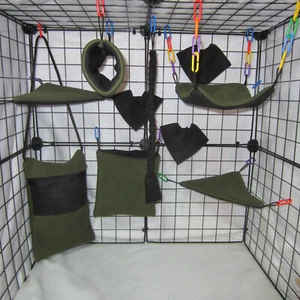 10-teiliges Forrest Green Fleece Käfig Set für Zuckergleiter| mit Klebebeutel - Bild 1 von 2