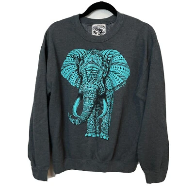 Urban Outfitters Riot Society Talla M Elefante Cuello Redondo Sudadera Gris Arte Patinador Foto 1 de 4