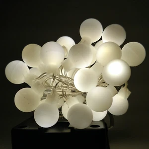 Solar Powered White Ball String Lights - 30 LED Warm White, 8 Modes - Picture 1 of 3