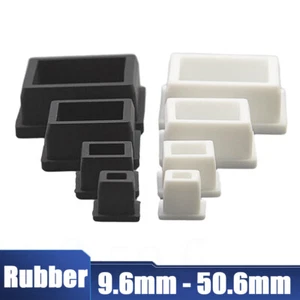 Square Rubber Hole Plugs Blanking End Cap Tube Pipe Insert Bung Black/White - Picture 1 of 7