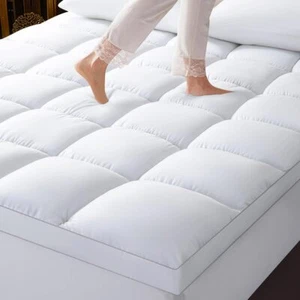 Extra Thick Mattress Topper ,Cooling Mattress Pad Cover (White, Queen) - Picture 1 of 8