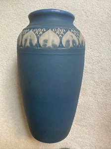 Monmouth Steinzeug 1930er Jahre Kunst und Handwerk Keramik matt große blaue Vase - Bild 1 von 15