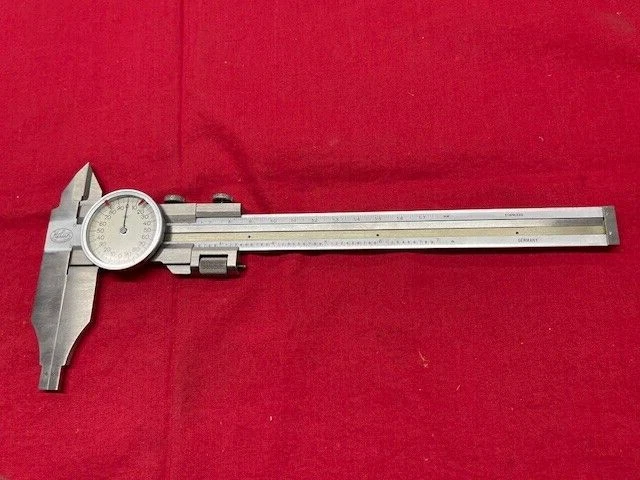 Helios Dial Caliper with Fine Adjustment, White Face, with Nibs, 6" - VINTAGE - Image 1 of 4