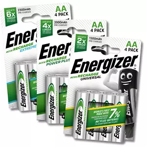 ENERGIZER AA Rechargeable Batteries 1300mAh 2000mAh 2300mAh Nimh Pre-Charged - Picture 1 of 72