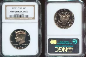 2000-S PLATA NGC KENNEDY HALF PF 69 ULTRA CAMEO (8654) ABSOLUTAMENTE HERMOSO - Imagen 1 de 1