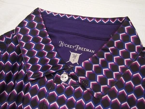 Camisa polo de golf Hickey Freeman con estampado geométrico de tela de rendimiento nueva con etiquetas M $94 - Imagen 1 de 13