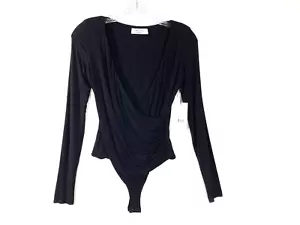BAILEY 44 Black Criss-Cross Long Sleeve V-Neck Stretchy Bodysuit Size Small ADM - Picture 1 of 8