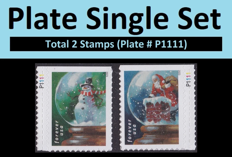 US 5816 5817 Snow Globes F plate single set 2 MNH 2023 - Image 1 of 1