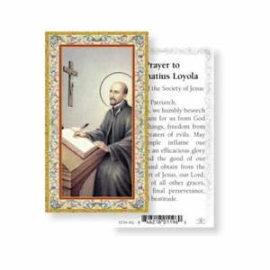 Saint Ignatius with Prayer to St. Ignatius - Gold Trim - Paperstock Holy Card - Picture 1 of 4