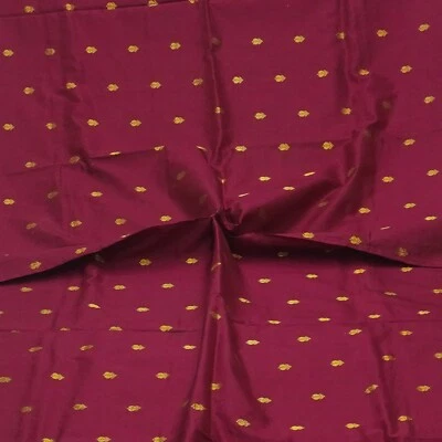 Vintage Weinrot 100% Reine Seide Handgewebt Sari Restposten 4.6m Handwerk Stoff - Bild 1 von 4