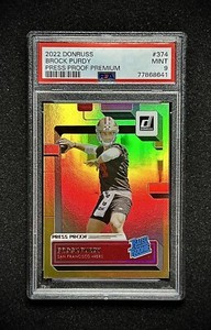 2022 Donruss Brock Purdy Press Proof Premium Rated Rookie Insrt #374 PSA 9 MINT