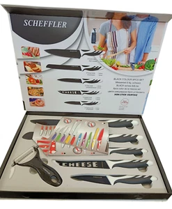 Scheffler schwarzes 6-tlg. Messerset Antihaftbeschichtet Kochmesser Küche - Bild 1 von 11
