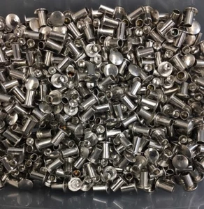 1/8 X 7/32 Semi Tubular Remache Latón Níquel Cabeza Ovalada (10 Piezas) - Imagen 1 de 4
