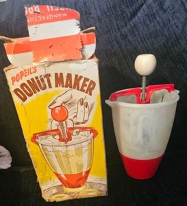 Vintage 60er oder 50er Jahre Popeil's Donut Maker Küchenwerkzeug rot weiß - Bild 1 von 7
