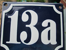 Hausnummer Emaille Nr. 13a weisse Zahl auf blauem Hintergrund 12 cm x 10 cm 