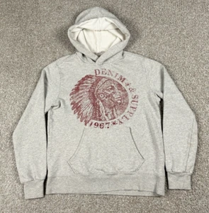 Ralph Lauren Denim & Supply Hoodie Mens Medium Gray Sweatshirt Indian Head Chief - Picture 1 of 13