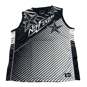 NO FEAR Biker Jersey Men 2XL Black White Cybergoth Motocross Star Saturn KJ6700 - Picture 1 of 23
