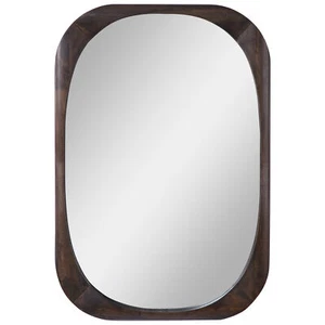 Mid Century Modern Rundholz Oval Wandspiegel | Waschtisch Geometrisch Retro Dunkel - Bild 1 von 5