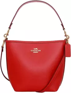 COACH CT801 City Bucket Leather Bag Purse Bold Red/ Gold NWT🎀NEW🎁NIP - Picture 1 of 10