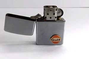 1965 Gulf Zippo Lighter with Rare Enamel Gulf logo set bottom right corner - Picture 1 of 12