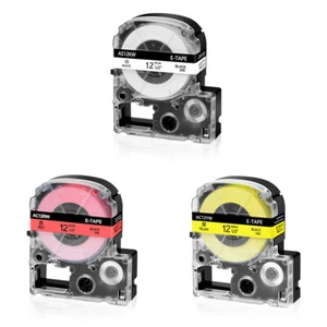 3PK Compatible with EPSON LK-4WBN 4RBP 4YBW LW-400 White/Red/Yellow 1/2" Tape - Picture 1 of 7