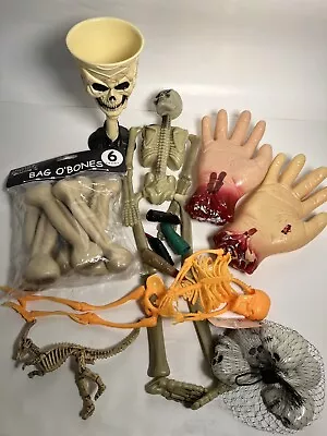 Halloween Bone Decoration Lot Set Bag Skull Goblet Dinosaur Skeleton Hand Creepy - Image 1 of 4