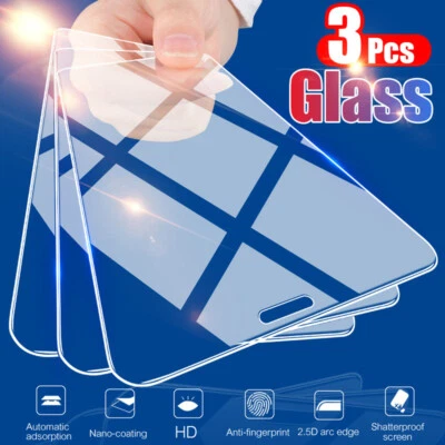 For iPhone 14 12 13 Pro Max 11 12 XS XR X 8 7 SE Screen Tempered Glass Protector - Image 1 of 4