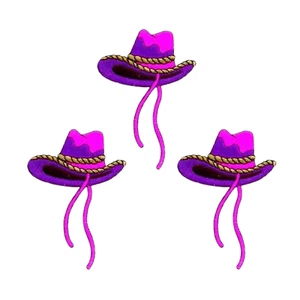 Sombrero de vaca púrpura y rosa occidental (paquete de 3) parche de hierro - Imagen 1 de 4