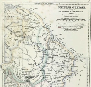 Mapa Guayana Británica por Swanston & Fullerton grabado original antiguo 1872 - Imagen 1 de 3