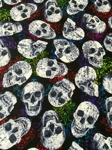 Skulls Floral Background Fabric - 18" x 44" - Picture 1 of 1