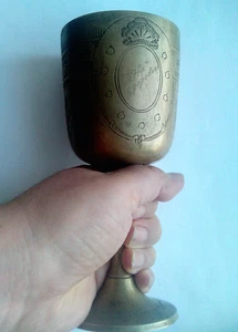 RARE ANTIQUE Bronze goblet with a wish of health Russia 19th century - Picture 1 of 7