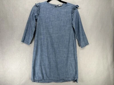 Crewcuts Dress Girls Size 12 Chambray Flutter-Shoulder Ruffle Long Sleeve Cotton - Image 1 of 4