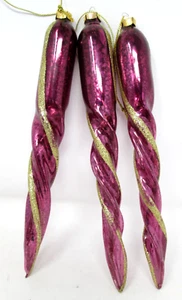 Adornos de Navidad vintage púrpura hielo ciruela oro brillo grande 8 pulgadas giro - Imagen 1 de 5