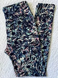 LuLaRoe Leggings OS Navy Pink Mint Green Cream Blue Abstract Floral VTG Flowers - Picture 1 of 2