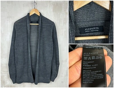 AllSaints Dyle кардиган сетки хлопок мужской размер S серый - Изображение 1 из 4